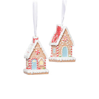 Zodax Gingerbread House Christmas Ornaments, 6 Hanging Pieces (3 Sets of 2 Assorted)