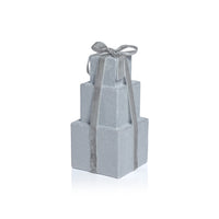 Zodax Stacked Presents Holiday Decorative Resin Figurine, Silver, 8.5"