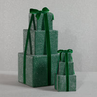 Zodax Stacked Presents Holiday Decorative Resin Figurine, Green, 8.5"