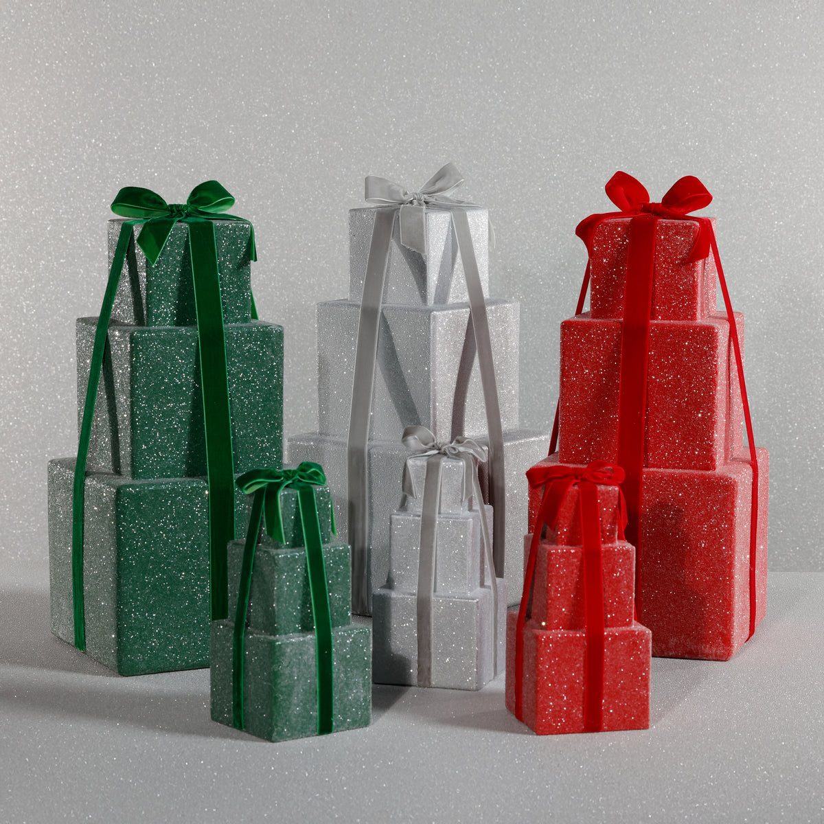 Zodax Stacked Presents Holiday Decorative Resin Figurine, Red, 8.5"