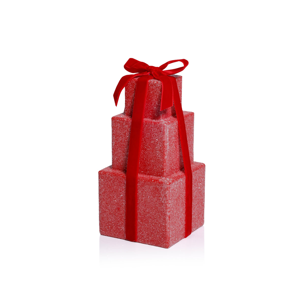 Zodax Stacked Presents Holiday Decorative Resin Figurine, Red, 8.5"