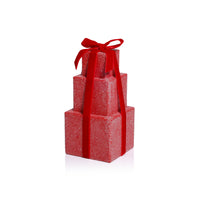 Zodax Stacked Presents Holiday Decorative Resin Figurine, Red, 8.5"