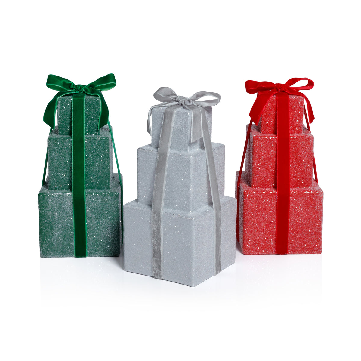 Zodax Stacked Presents Holiday Decorative Resin Figurine, Red, 8.5"