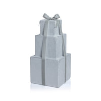 Zodax Stacked Presents Holiday Decorative Resin Figurine, Silver, 16.5"