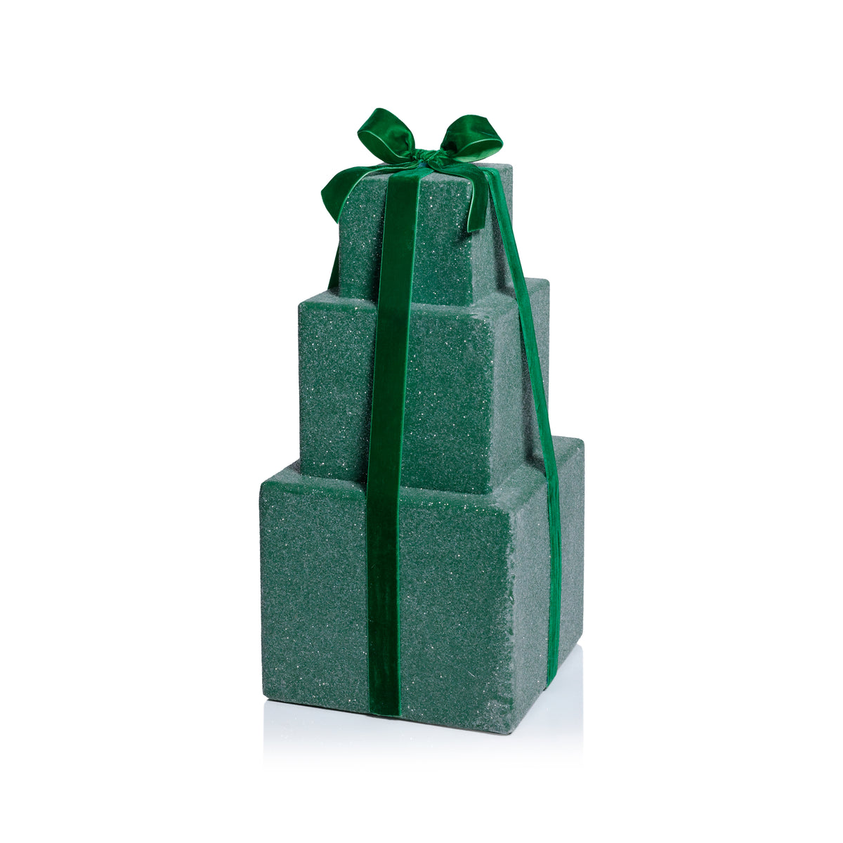 Zodax Stacked Presents Holiday Decorative Resin Figurine, Green, 16.5"