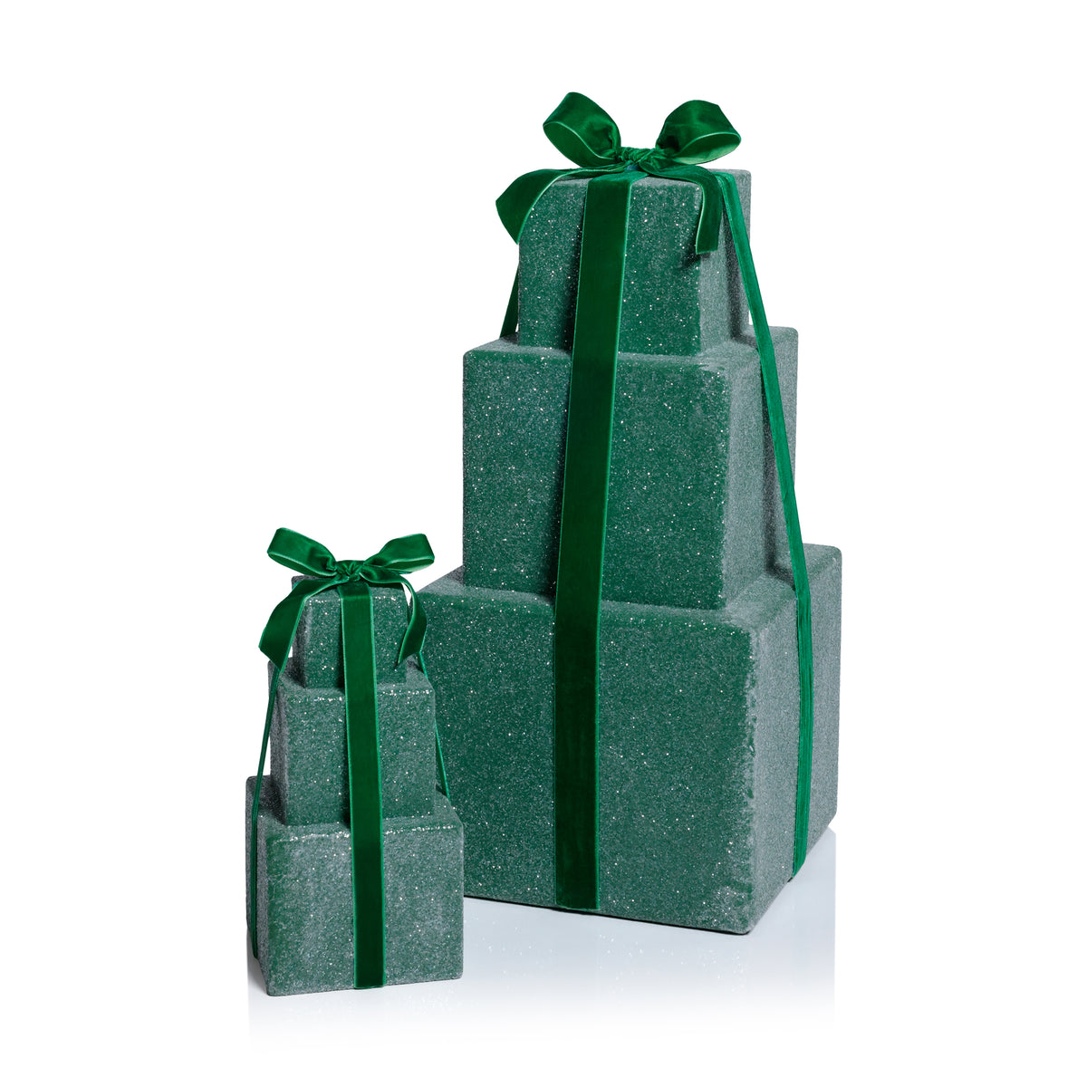 Zodax Stacked Presents Holiday Decorative Resin Figurine, Green, 16.5"