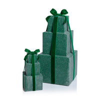 Zodax Stacked Presents Holiday Decorative Resin Figurine, Green, 16.5"