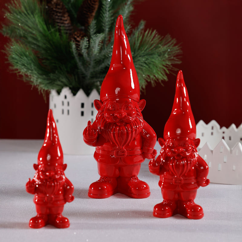 Zodax Whimsical Fun Gesture Gnome Holiday Tabletop Figurines, Set of 2, Bold Hand Gesture, 7"