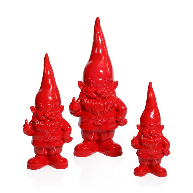 Zodax Whimsical Fun Gesture Gnome Holiday Tabletop Figurines, Set of 2, Bold Hand Gesture, 7"