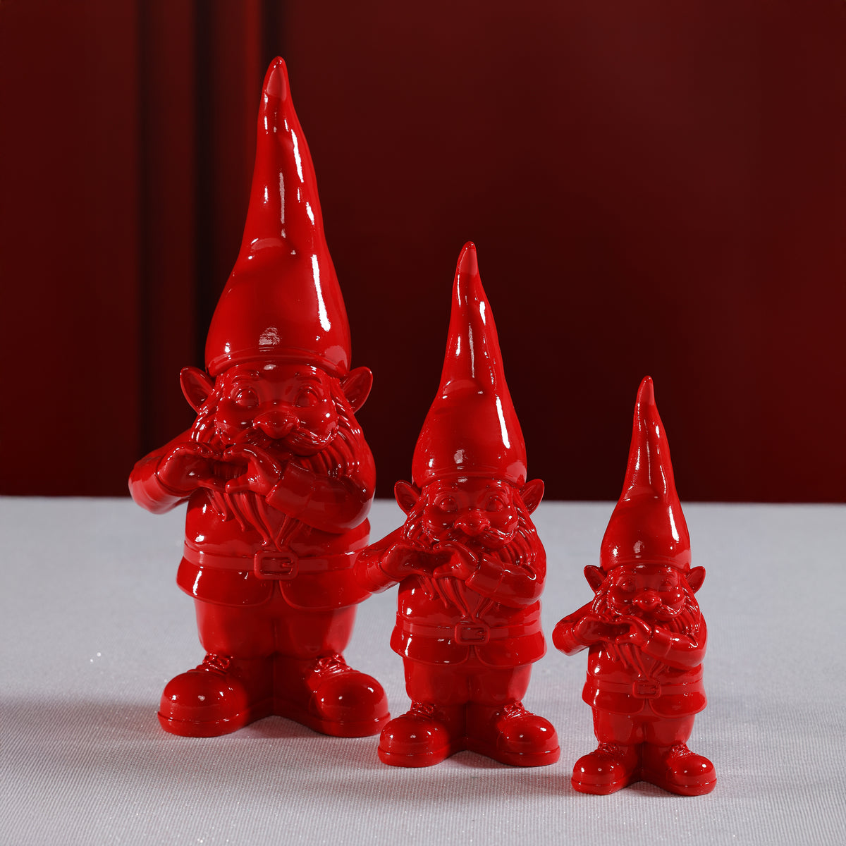 Zodax Whimsical Fun Gesture Gnome Holiday Tabletop Figurines, Set of 2, Love Gesture, 7"