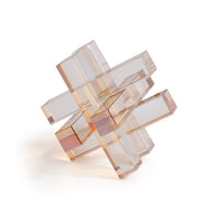 Zodax Crystal Glass Interlocking Bookend, Light Amber