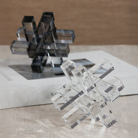Zodax Crystal Glass Interlocking Bookend, Smoke