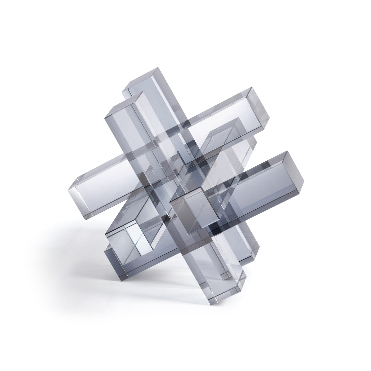 Zodax Crystal Glass Interlocking Bookend, Smoke