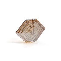 Zodax Crystal Glass Vase with Stacked Concentric Diamond Motif, Amber, Small