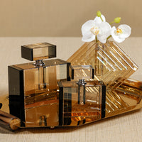Zodax Decorative Crystal Tonal Black & Amber Glass Perfume Bottle, Large