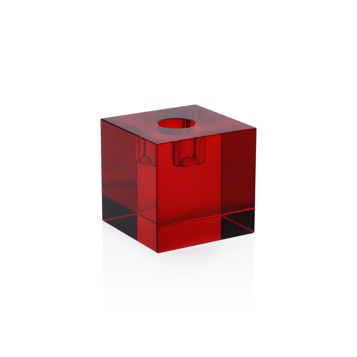 Zodax Romy Decorative Crystal Glass Taper Candle Holder, Red