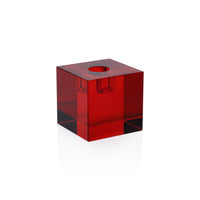 Zodax Romy Decorative Crystal Glass Taper Candle Holder, Red