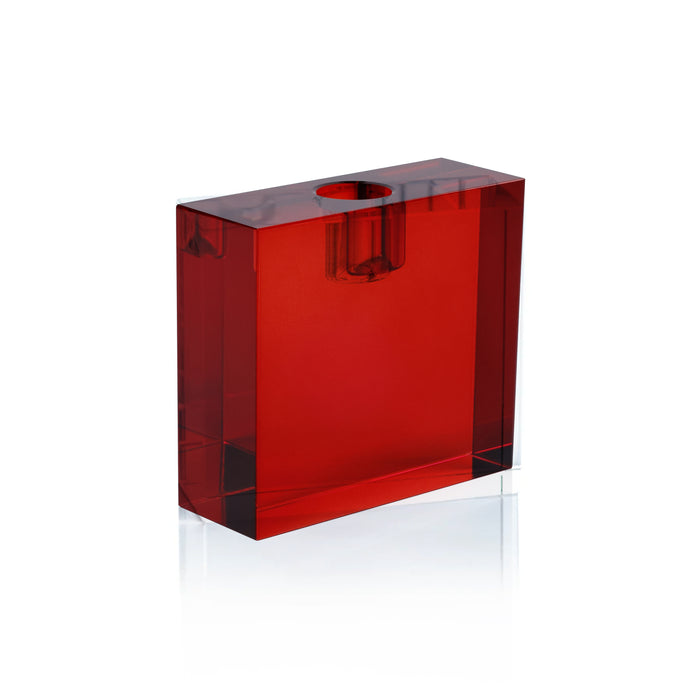 Zodax Romy Decorative Crystal Glass Taper Candle Holder, Red