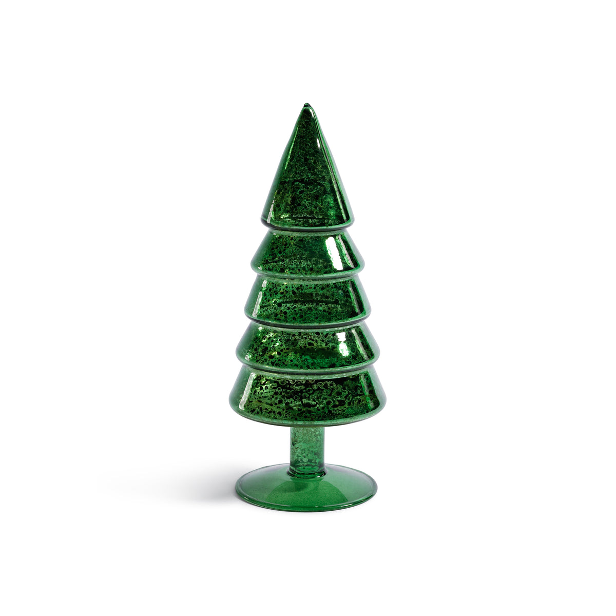 Zodax Mercury Glass Christmas Tabletop Trees, Set of 4, 9" Tall, Green