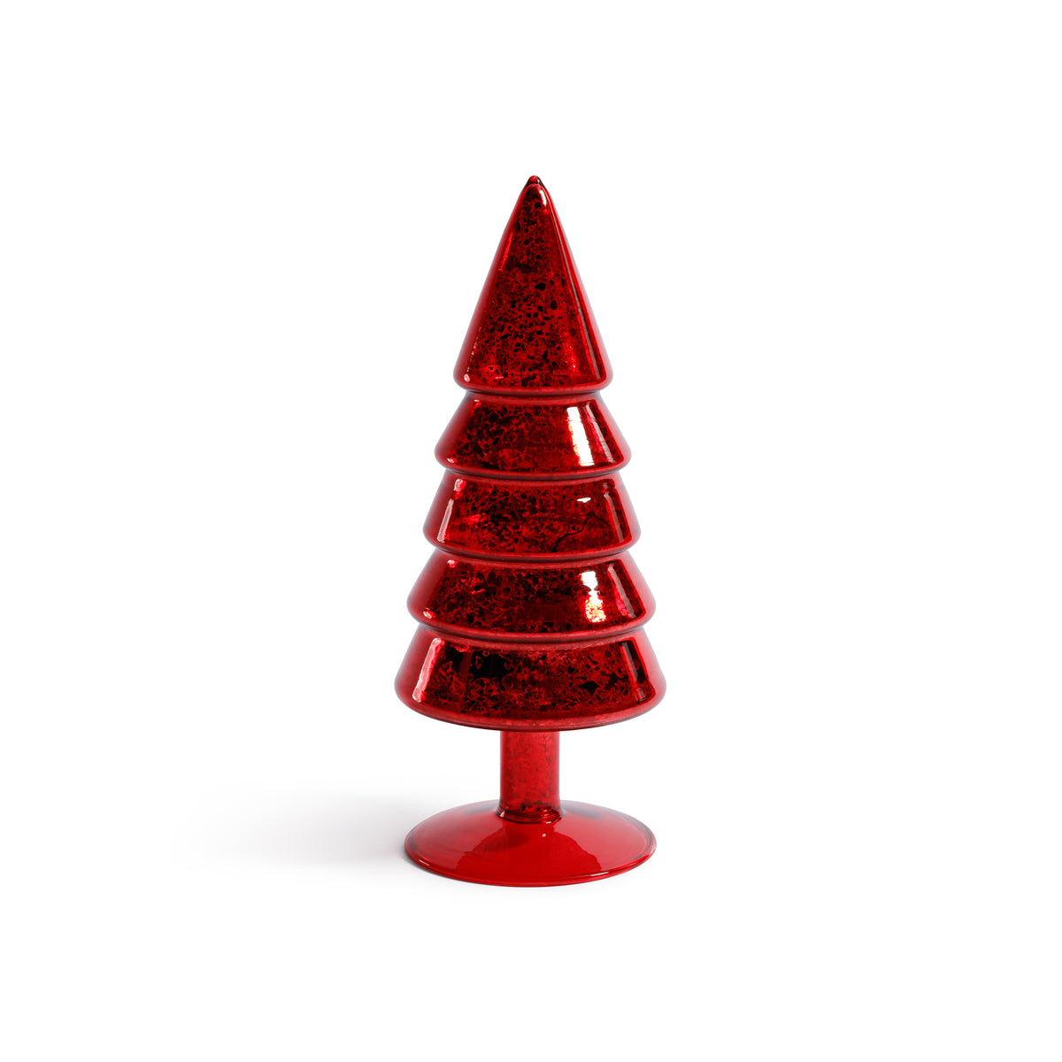 Zodax Mercury Glass Christmas Tabletop Trees, Set of 4, 9" Tall, Red