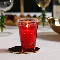Zodax Festive Hand-Cut Red Glass Candle Holder Cups, Set of 6