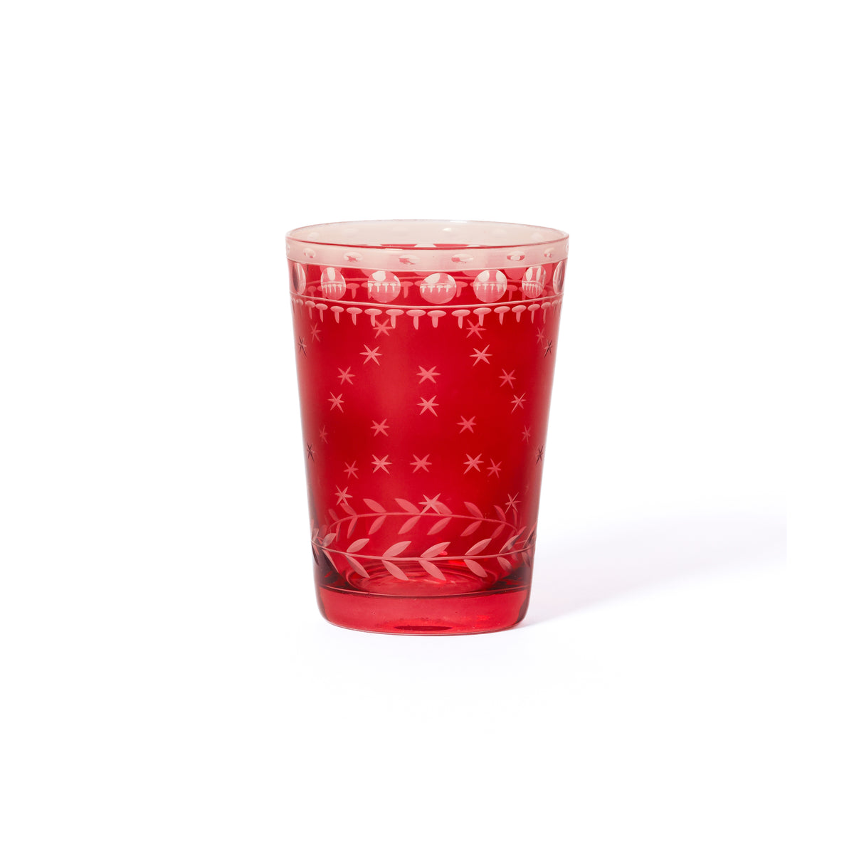 Zodax Festive Hand-Cut Red Glass Candle Holder Cups, Set of 6