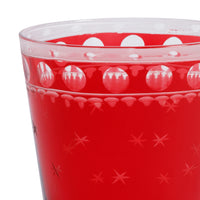 Zodax Festive Hand-Cut Red Glass Candle Holder Cups, Set of 6