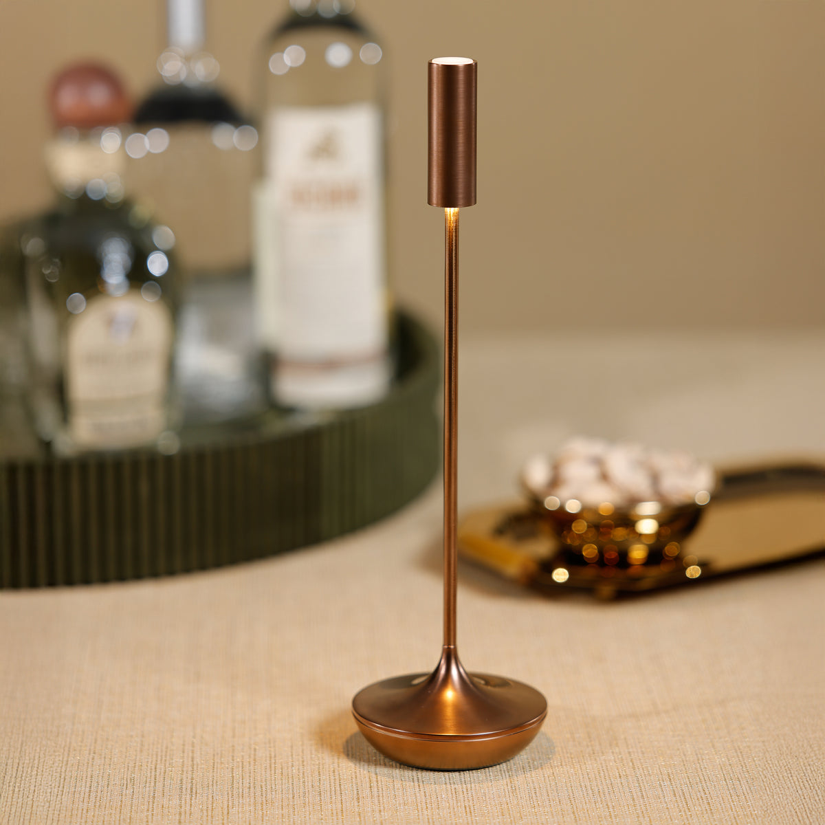 Zodax Sleek Rechargeable Table Light, Brushed Bronze