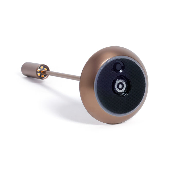 Bronze-colored door stopper on a white background