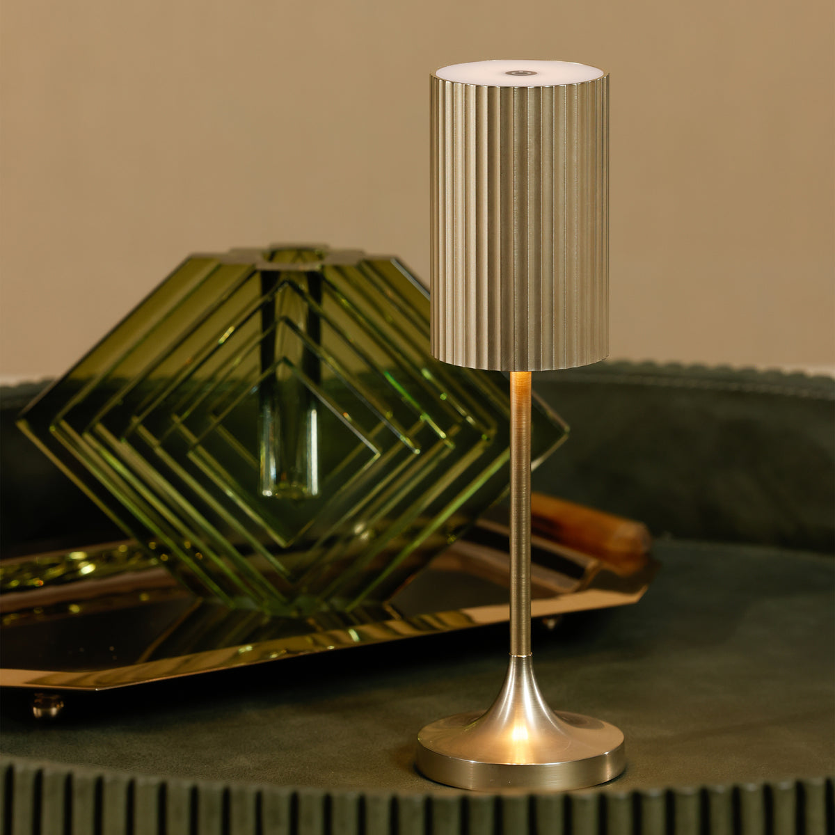Zodax Gold Rechargeable Table Light, Reed