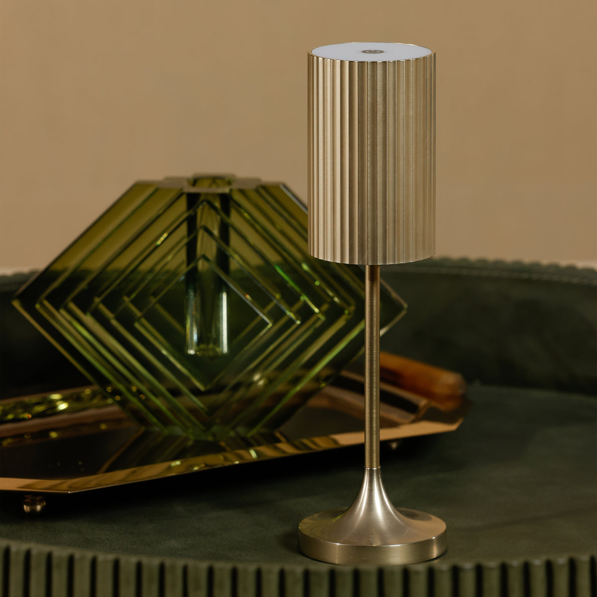 Zodax Gold Rechargeable Table Light, Reed