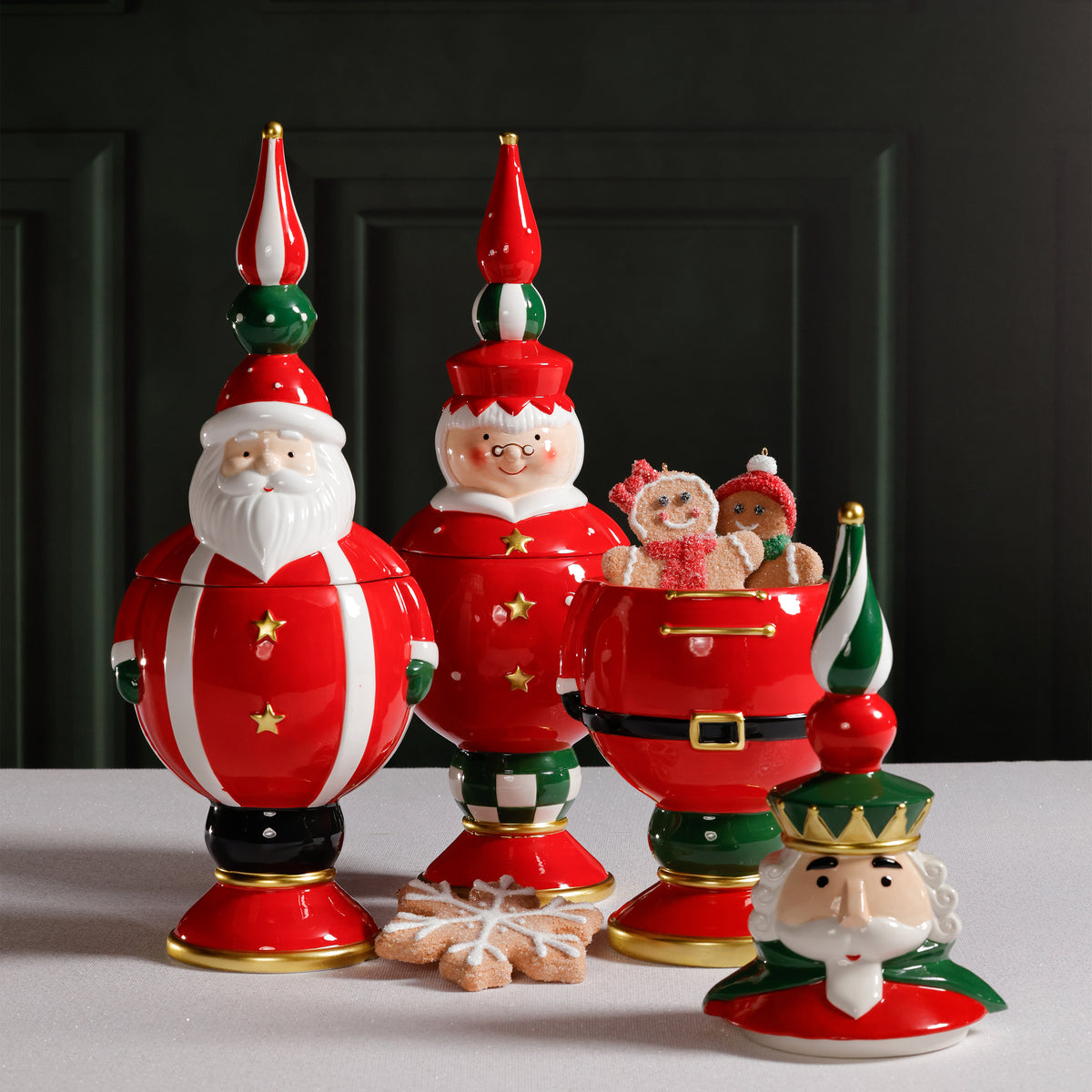 Zodax Hand-Painted Ceramic Cookie Jar, Set of 3 Assorted Styles