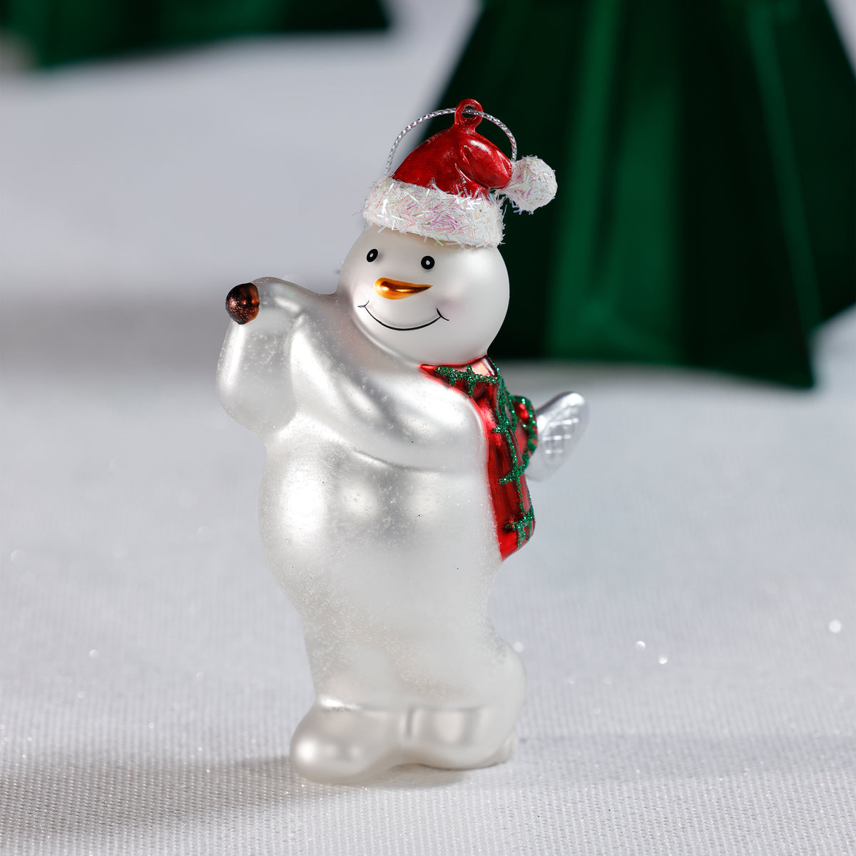 Zodax Glass Snowman Playing Golf Christmas Ornaments, Set of 6
