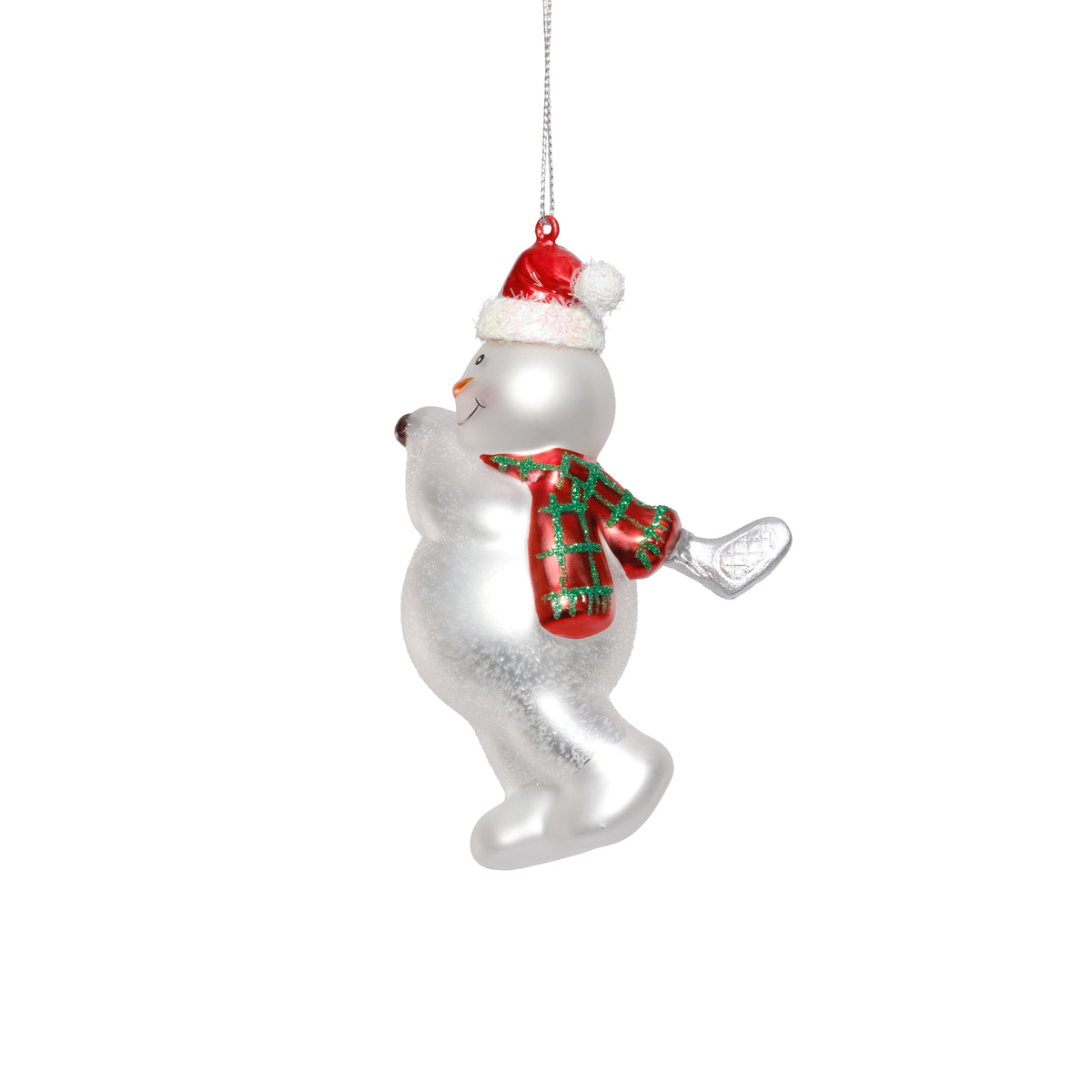 Zodax Glass Snowman Playing Golf Christmas Ornaments, Set of 6