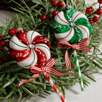 Zodax Glass Lollipop Christmas Ornaments, 6 Hanging Pieces (3 Sets of 2)