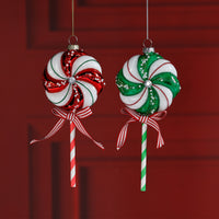 Zodax Glass Lollipop Christmas Ornaments, 6 Hanging Pieces (3 Sets of 2)