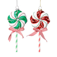 Zodax Glass Lollipop Christmas Ornaments, 6 Hanging Pieces (3 Sets of 2)
