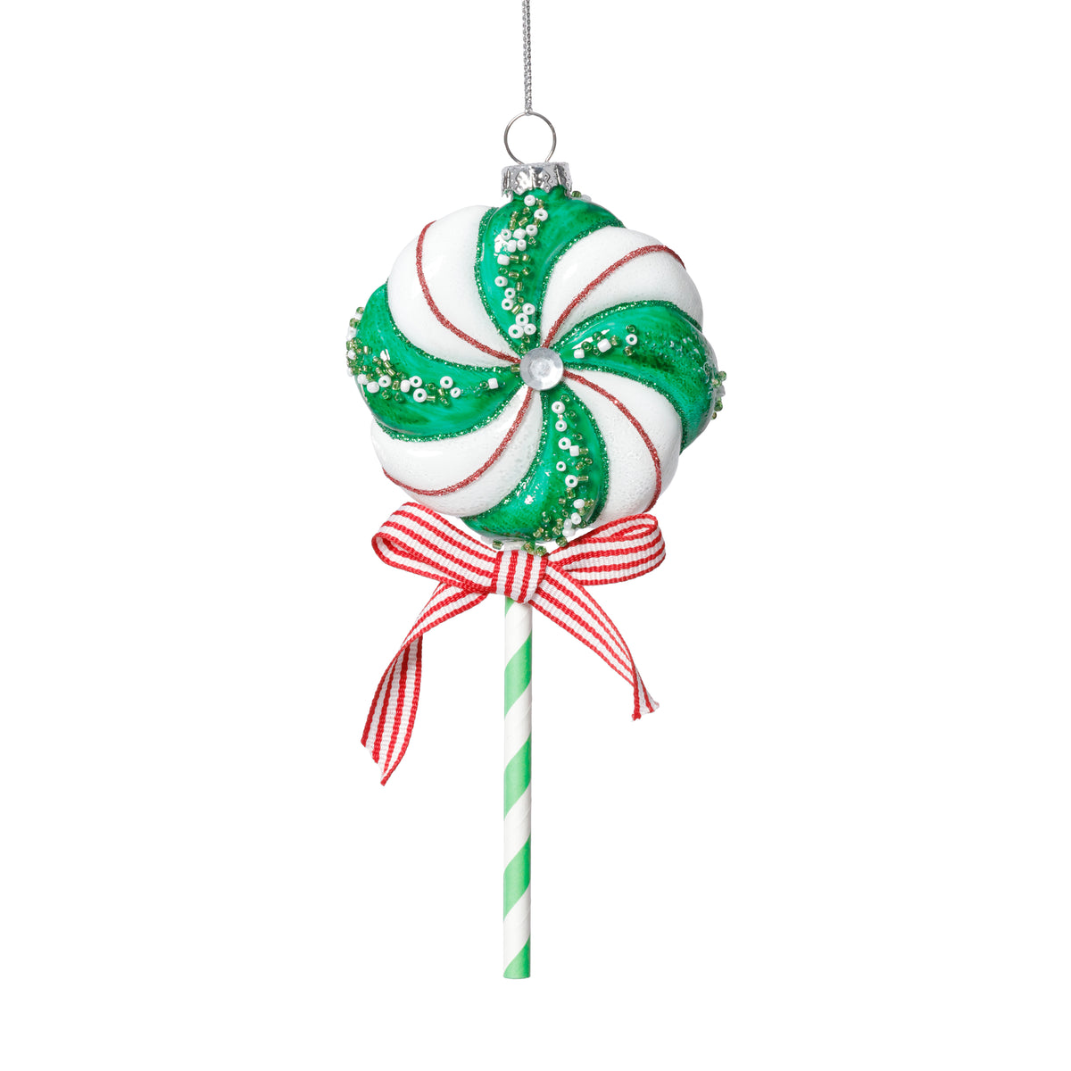 Zodax Glass Lollipop Christmas Ornaments, 6 Hanging Pieces (3 Sets of 2)