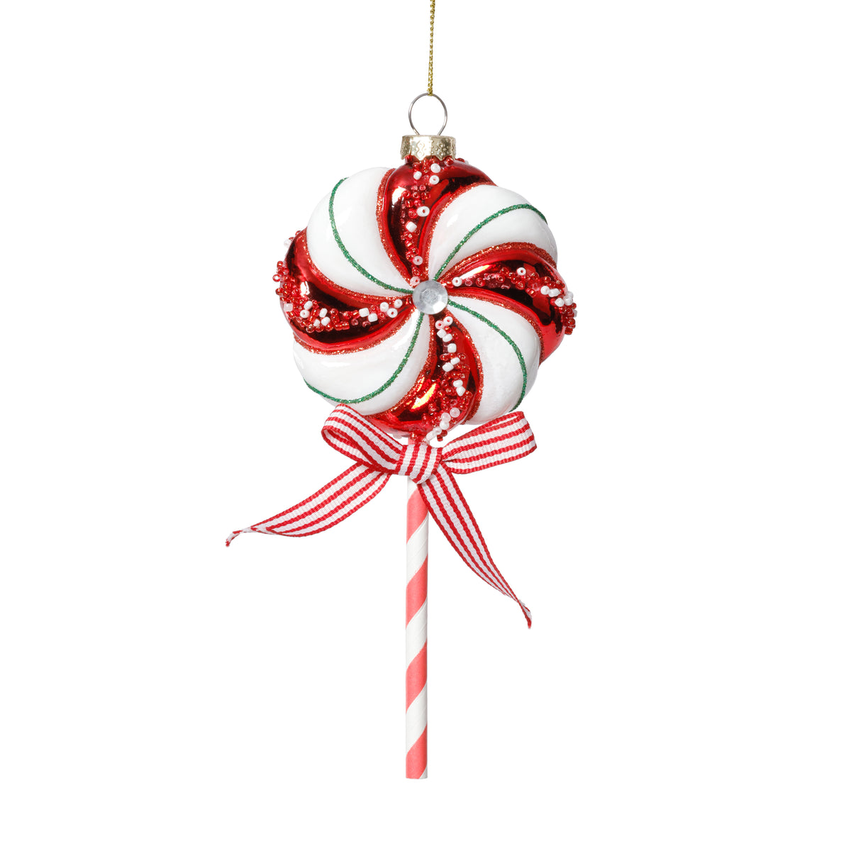 Zodax Glass Lollipop Christmas Ornaments, 6 Hanging Pieces (3 Sets of 2)