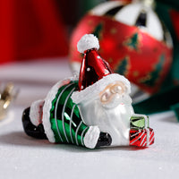 Zodax Glass Santa Laying Down Christmas Ornaments, 6 Hanging Pieces (3 Sets of 2)