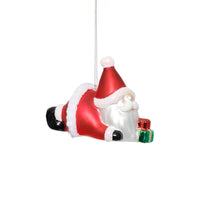 Zodax Glass Santa Laying Down Christmas Ornaments, 6 Hanging Pieces (3 Sets of 2)