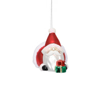 Zodax Glass Santa Laying Down Christmas Ornaments, 6 Hanging Pieces (3 Sets of 2)