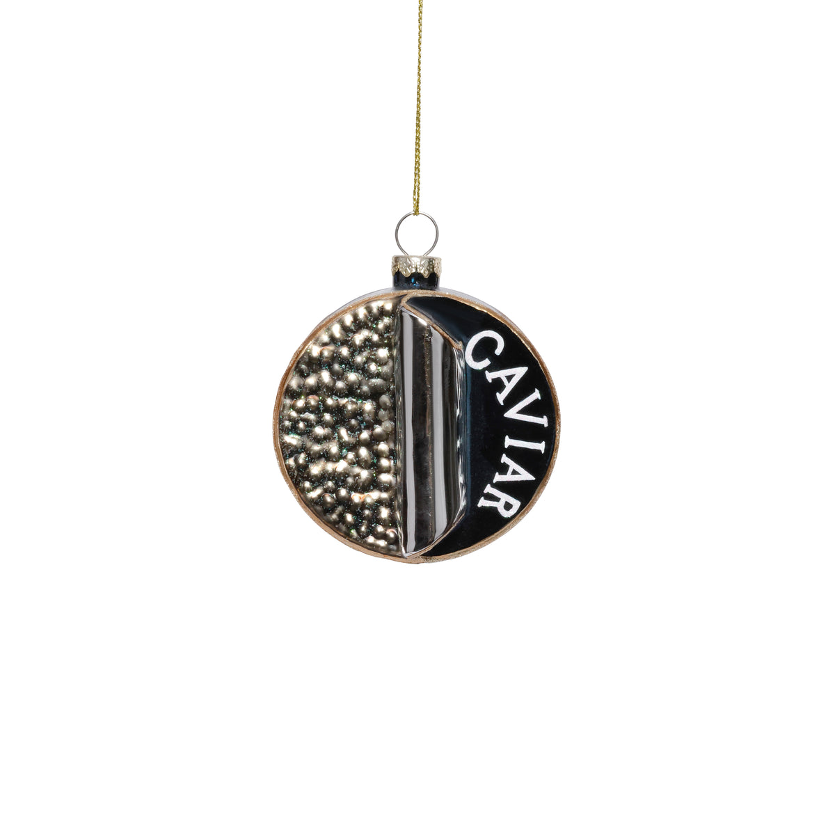 Zodax Glass Caviar Box Holiday Hanging Ornaments, Set of 6