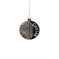 Zodax Glass Caviar Box Holiday Hanging Ornaments, Set of 6