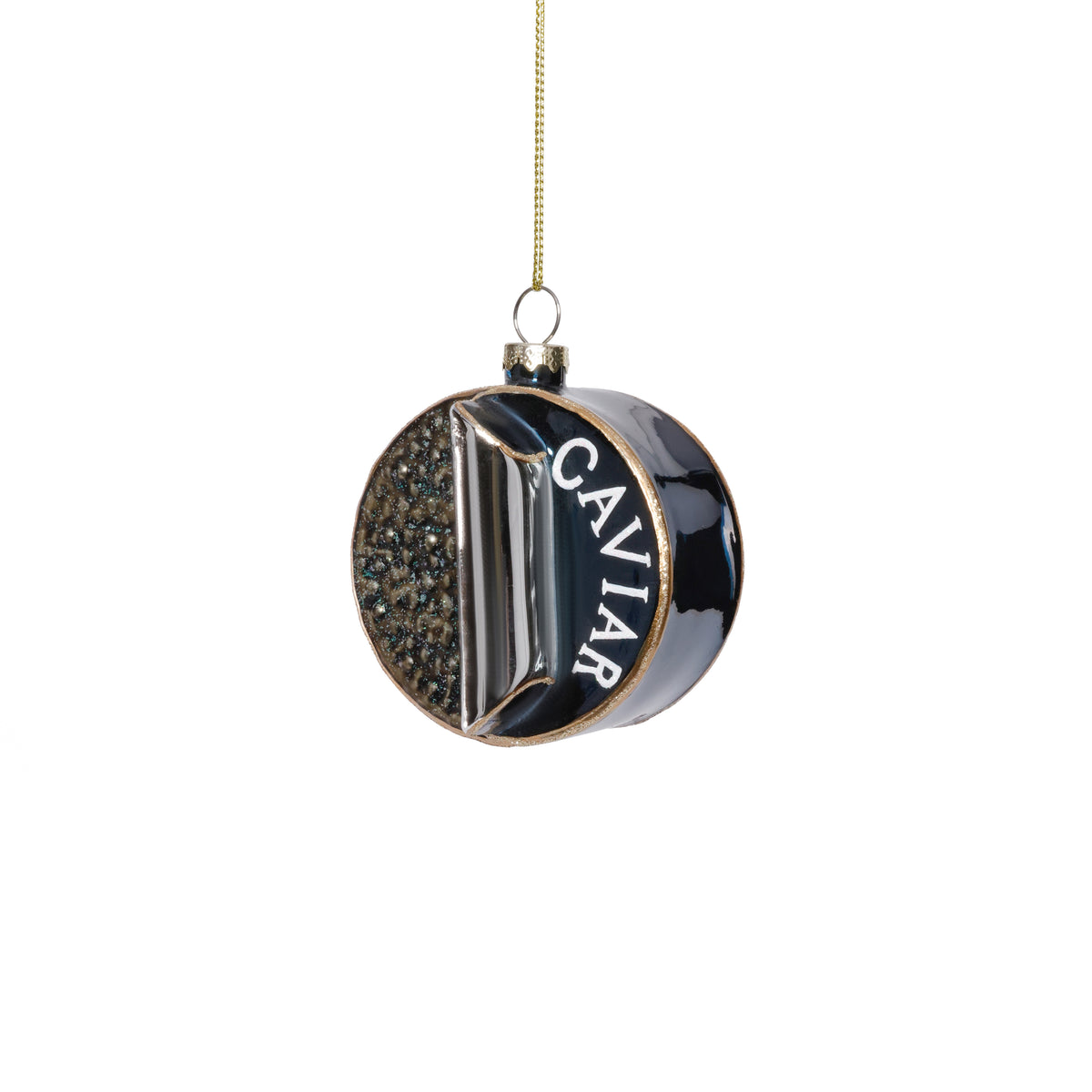 Zodax Glass Caviar Box Holiday Hanging Ornaments, Set of 6