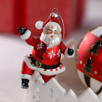 Zodax Glass Dancing Santa Christmas Hanging Ornaments, Set of 6
