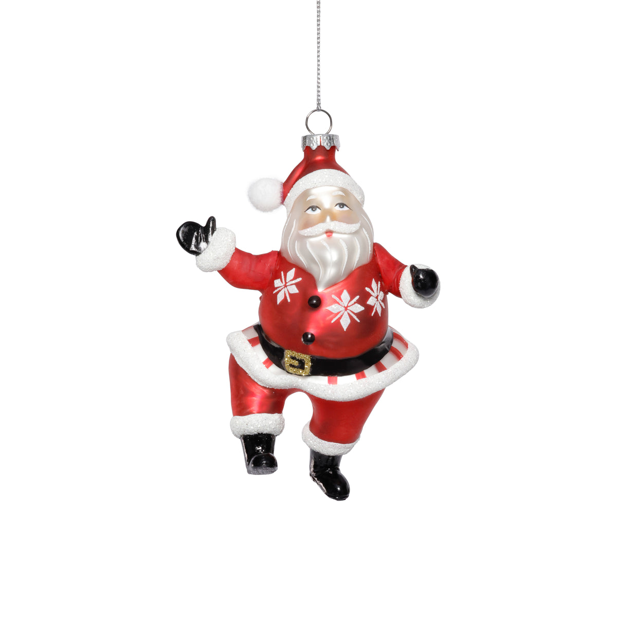 Zodax Glass Dancing Santa Christmas Hanging Ornaments, Set of 6