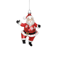 Zodax Glass Dancing Santa Christmas Hanging Ornaments, Set of 6