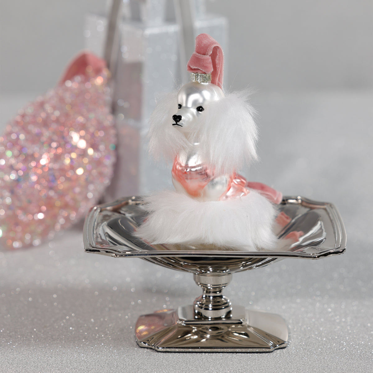 Zodax Glass Standard Poodle Christmas Hanging Ornaments, Set of 12