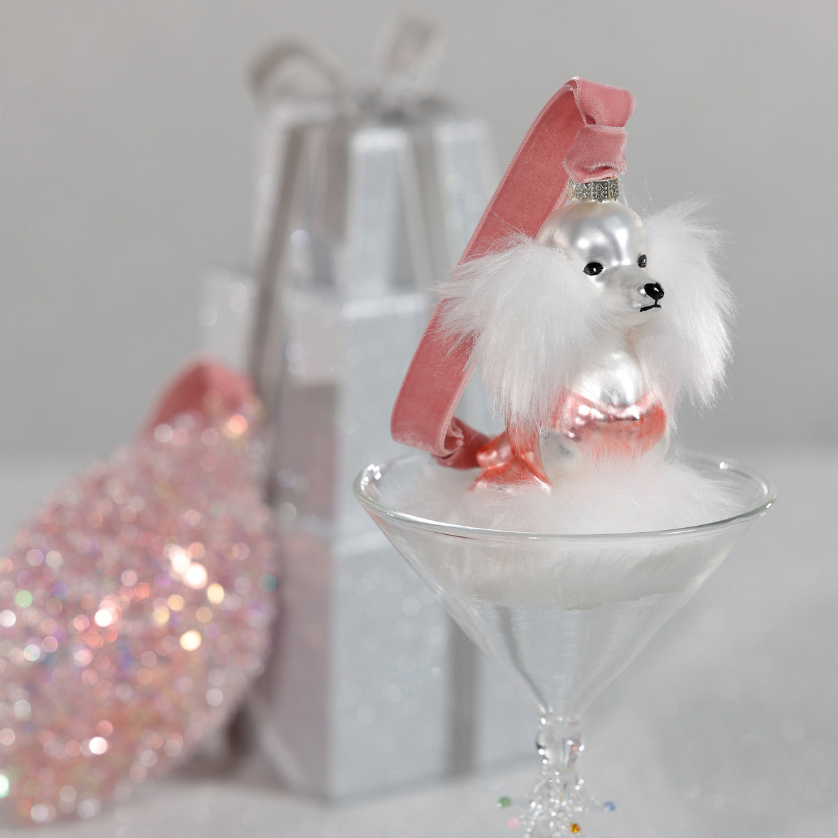 Zodax Glass Standard Poodle Christmas Hanging Ornaments, Set of 12